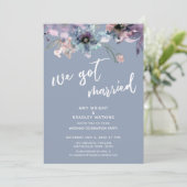 Invitation Réception de mariage Dusty Blue Peinture Florale N (Debout devant)