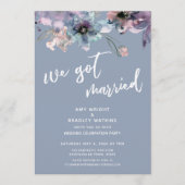 Invitation Réception de mariage Dusty Blue Peinture Florale N (Devant)