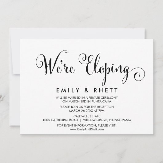 Invitation Réception de Mariage Élégant avec Calligraphie Sou (Devant)