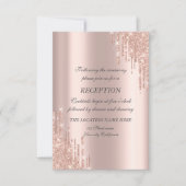 Invitation Réception de mariage élégant avec paillettes rose  (Devant)