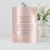 Invitation Réception de mariage élégant avec paillettes rose  (Debout devant)