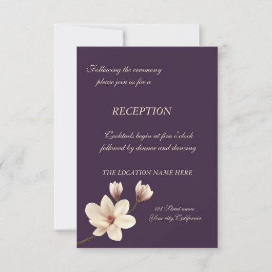 Invitation Réception de mariage élégant chic Magnolia (Devant)
