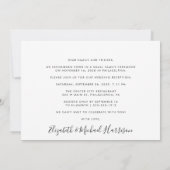 Invitation Réception de mariage élégant en photo (Dos)