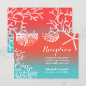Invitation Réception de mariage élégant sur la plage du récif (Devant / Derrière)