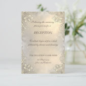 Invitation Réception de mariage élégante à cœurs dorés en den (Debout devant)