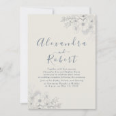 Invitation Réception de mariage élégante aux fleurs bleues po (Devant)