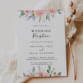 Invitation Réception de mariage élégante aux fleurs roses