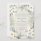 Invitation Réception de mariage élégante avec fleurs blanches (Devant)