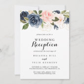 Invitation Réception de mariage élégante avec fleurs d'hiver (Devant)