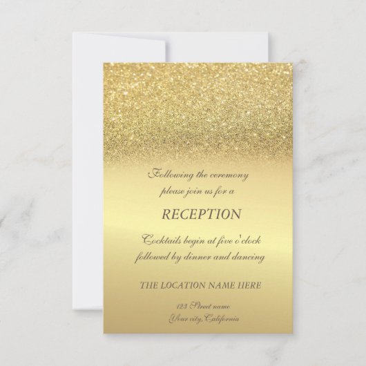 Invitation Réception de mariage élégante avec flou doré scint (Devant)