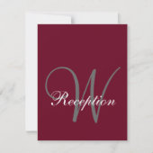 Invitation Réception de mariage élégante avec monogramme gris (Devant)