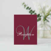Invitation Réception de mariage élégante avec monogramme gris (Debout devant)