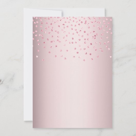 Invitation Réception de mariage élégante avec paillettes rose (Dos)
