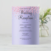 Invitation Réception de mariage élégante avec paillettes rose (Debout devant)