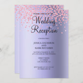 Invitation Réception de mariage élégante avec paillettes rose (Devant / Derrière)