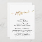 Invitation Réception de mariage élégante calligraphiée en or (Devant / Derrière)