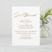 Invitation Réception de mariage élégante calligraphiée en or (Debout devant)