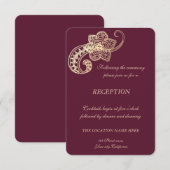 Invitation Réception de mariage élégante chic or cachemire (Devant / Derrière)