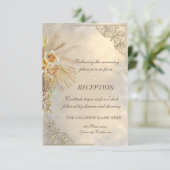 Invitation Réception de mariage élégante chic or fleurs boho (Debout devant)