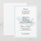 Invitation Réception de mariage élégante classique bleue flor (Devant / Derrière)