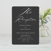 Invitation Réception de mariage élégante classique noir et bl (Debout devant)