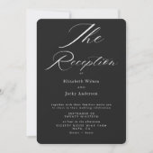 Invitation Réception de mariage élégante classique noir et bl (Devant)