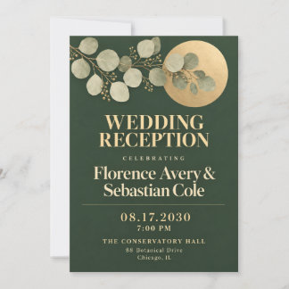 Invitation Réception de mariage élégante Émeraude Eucalyptus 