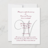 Invitation Réception de mariage élégante en gris et burgundy  (Dos)