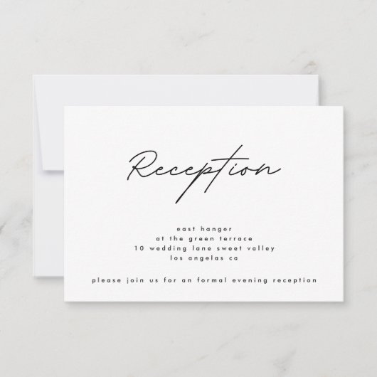 Invitation Réception de mariage élégante en noir et blanc (Devant)