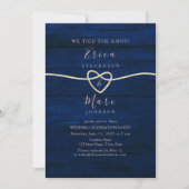Invitation Réception de mariage élégante en or et bleu marine (Devant)