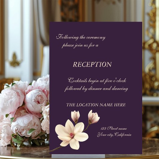 Invitation Réception de mariage élégante et chic aux magnolia