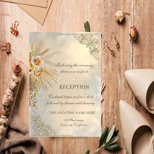 Invitation Réception de mariage élégante et chic avec fleurs 