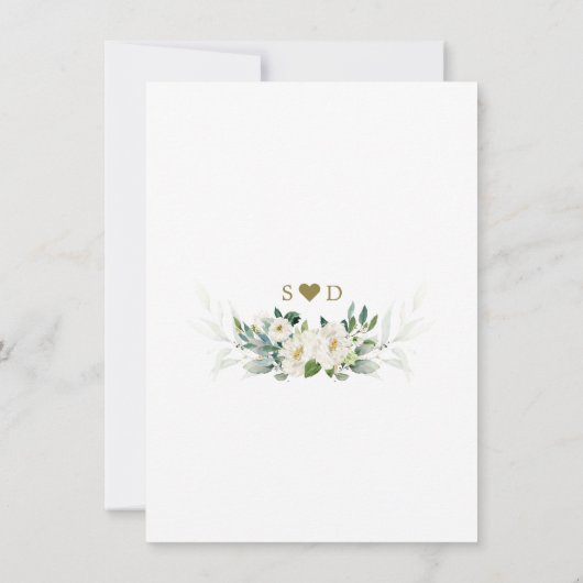 Invitation Réception de mariage élégante fleurs blanches ivoi (Dos)