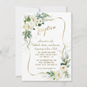 Invitation Réception de mariage élégante fleurs blanches ivoi (Devant)