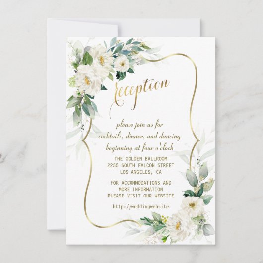Invitation Réception de mariage élégante fleurs blanches ivoi (Devant)