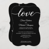 Invitation Réception de mariage Élégante Fuite Black White (Devant / Derrière)