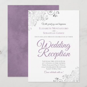 Invitation Réception de mariage élégante lavande pourpre et a