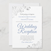 Invitation Réception de mariage élégante poussiéreuse bleue e (Devant)