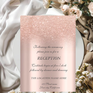 Invitation Réception de mariage élégante rose gold pailleté b