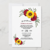 Invitation Réception de mariage élégante Tournesol Rose Bourg (Devant)