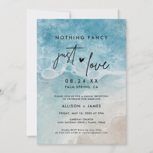 Invitation Réception de mariage Elopement Beach (Devant)