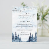 Invitation Réception de mariage en bois avec guirlande lumine (Debout devant)