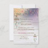 Invitation Réception de mariage en bois avec roses, pot Mason (Devant)