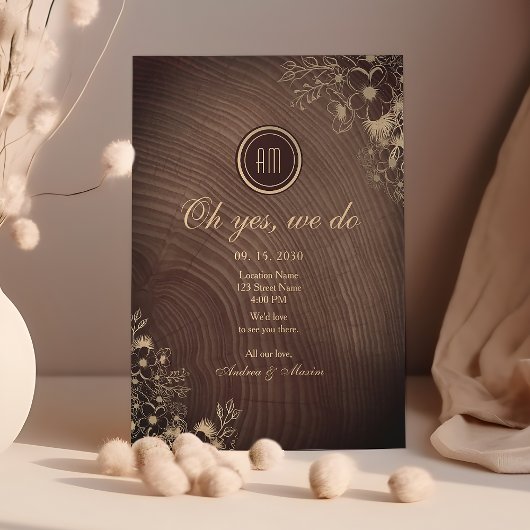 Invitation Réception de mariage en bois de grange rustique