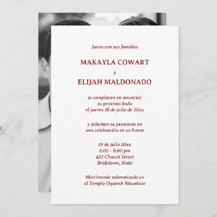 Invitation Réception de mariage en espagnol rouge et blanc