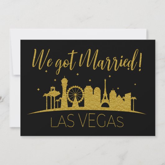 Invitation Réception de mariage en fuite à Las Vegas Black Go (Devant)