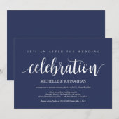 Invitation Réception de mariage en fuite bleu marine rustique (Devant / Derrière)