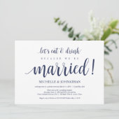 Invitation Réception de mariage en fuite bleu marine rustique (Debout devant)