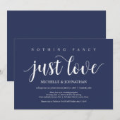 Invitation Réception de mariage en fuite champêtre bleu marin (Devant / Derrière)