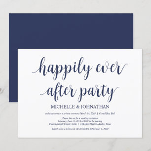 Invitation Réception de mariage en fuite champêtre bleu marin